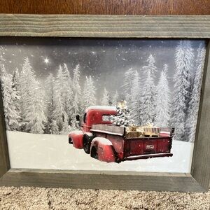 Ford Festive Red Truck Winter Scene